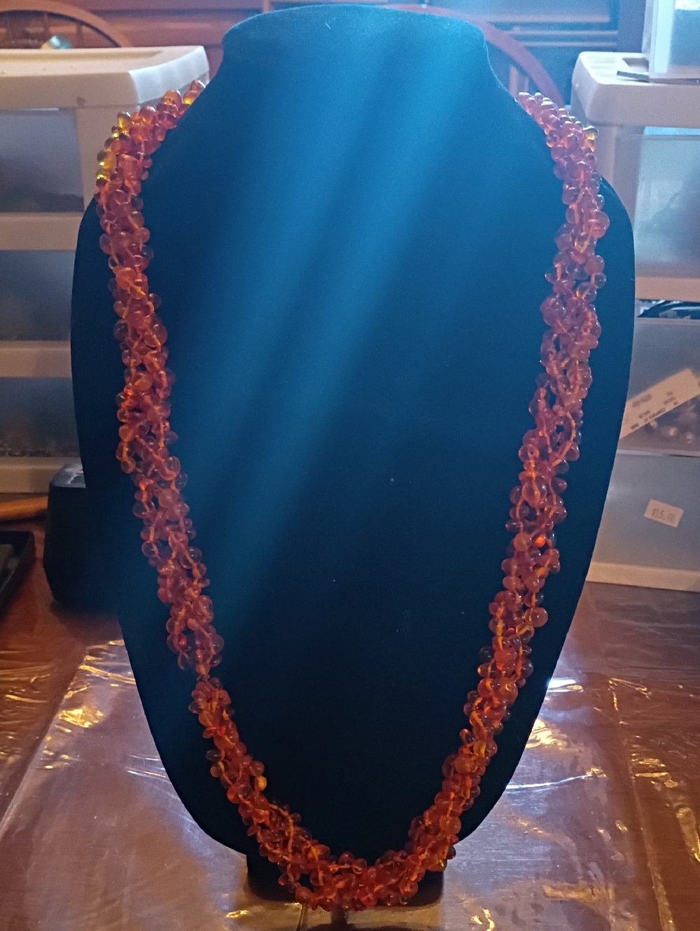 Amber-Tone Bead Crochet Necklace - Women Jewelry